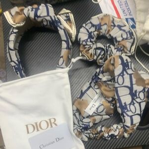 Dior Patterned Blue and Brown Hair Accessories Set 3 Hair Pices